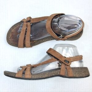 TEVA Ventura Brown Leather Cork Strappy Comfort Sandals